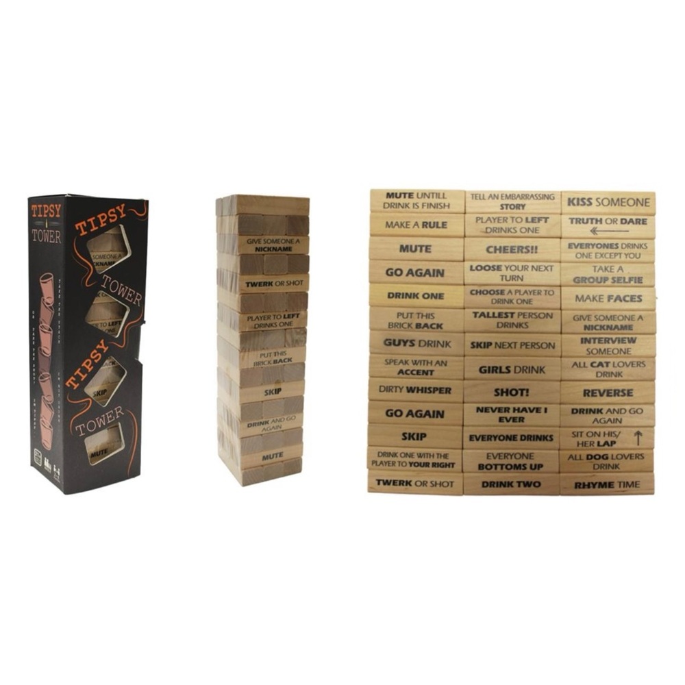 48pc Tipsy Tower Drinking Wooden Block Game ONE228 Factory Sealed